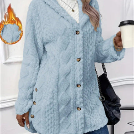 Valentina™ Cárdigan con capucha de lana estilo Argyle, ideal para otoño e invierno