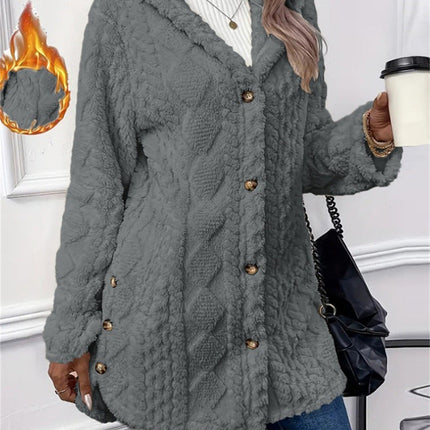 Valentina™ Cárdigan con capucha de lana estilo Argyle, ideal para otoño e invierno
