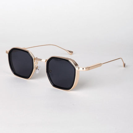 Anteojos de sol Alain Delon, metálicos dorados, lentes oscuras UV400, estilo cine noir, unisex y elegantes.
