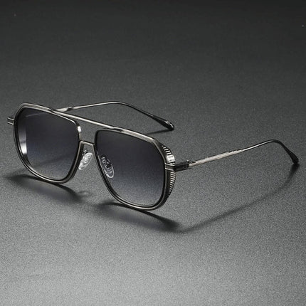 Anteojos de sol Mykonos Navigator, metal negro, estilo retro navigator con protección UV400, unisex.