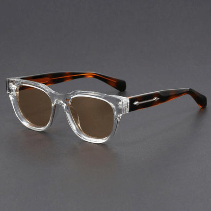 Anteojos de sol polarizados Visconti, armazones gruesos transparentes, lentes marrones, estilo retro moderno para adultos.