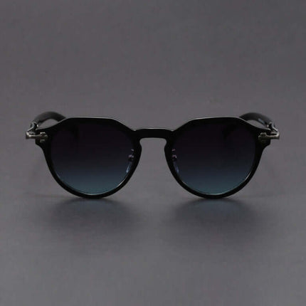 Anteojos de sol vintage redondos con lentes degradé, detalles metálicos, estilo Bob Dylan, unisex, protección UV400.