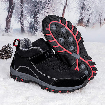 Botas cálidas de invierno para mujer, negro, suela antideslizante, interior polar, ideales para nieve y clima frío.