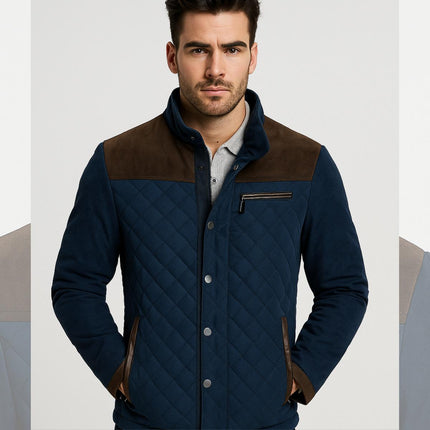 Campera Balix azul y marrón para hombre, algodón grueso, calce perfecto, ideal para días fríos, promoción limitada