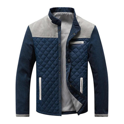 Campera Balix azul y gris para hombres, confeccionada en algodón grueso, diseño acolchado para mayor abrigo.