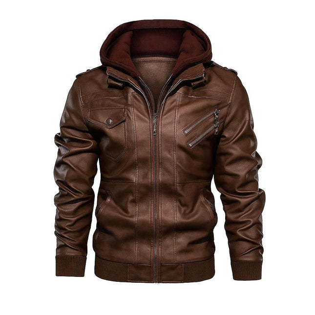 Campera Brent de cuero marrón masculina, diseño moderno y elegante, oferta especial 15% OFF.
