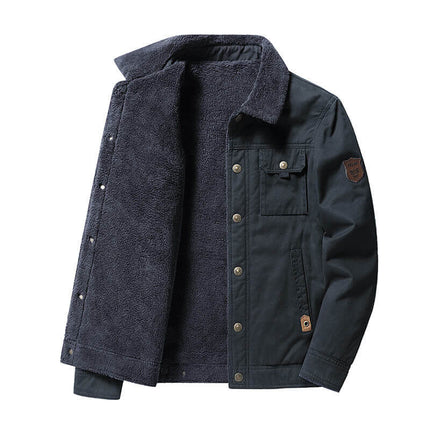 Campera Casual Dublin hombre, azul marino, gabardina de algodón, interior térmico sherpa, estilo urbano, días fríos.