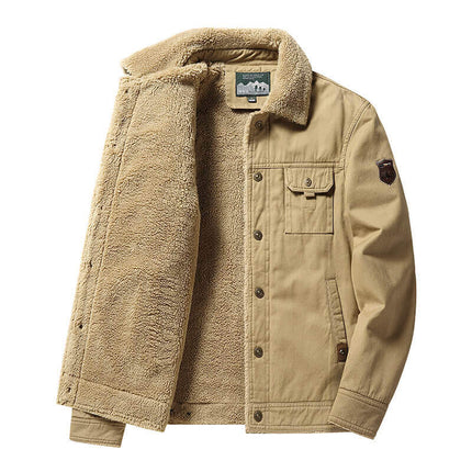 Campera Casual Dublin hombre beige gabardina con interior térmico sherpa, ideal para el frío urbano.