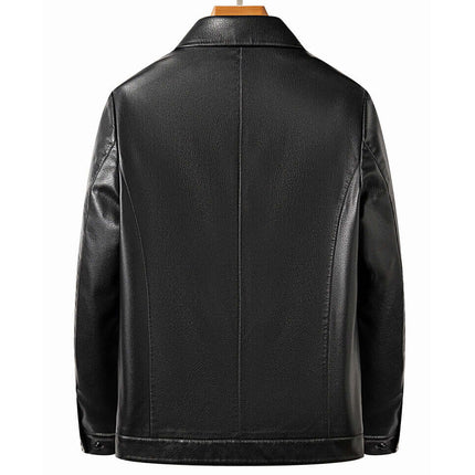 Campera de cuero negra para hombres, diseño Black Elegance, ideal para un look sofisticado y elegante.