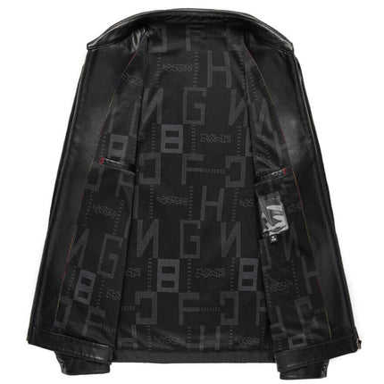 Campera de cuero negra para hombres, estilo Black Elegance, diseño elegante, oferta exclusiva 15% OFF por hoy.