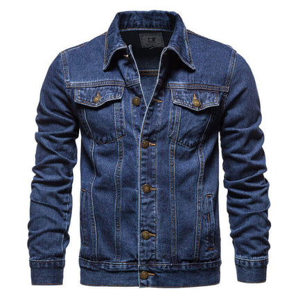 Campera de jeans azul clásica para hombres, elegante y versátil, ideal para un look casual y moderno.