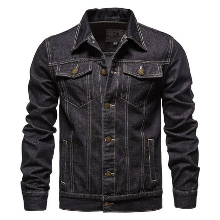 Campera de jean negra Classic Elegance para hombre, diseño moderno con botones, ideal para un look casual argentino.