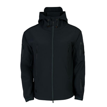 Campera Jungle negra impermeable para hombre, con interior de polar, ideal para moto y actividades al aire libre.