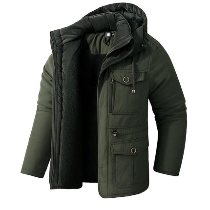 Campera Outwear verde para hombre, interior afelpado, soporte térmico hasta 0°C, diseño moderno y elegante.