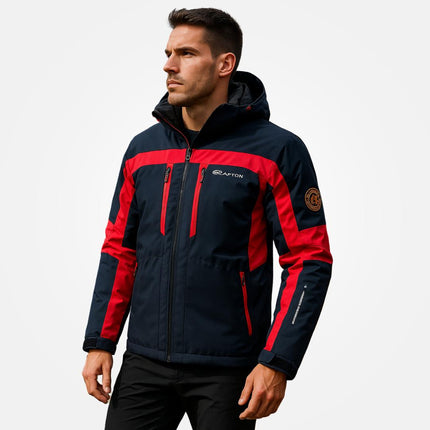 Campera térmica Snow Ice para hombre, azul y roja, resistencia -30°C, ideal para frío extremo, tela reflectiva.