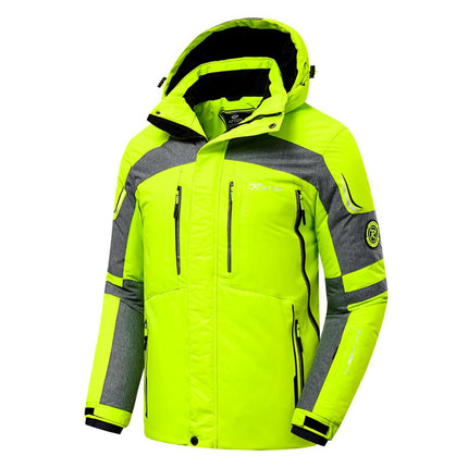 Campera térmica para hombre, color amarillo y gris, resistente hasta -30 °C, ideal para el frío extremo y la nieve.