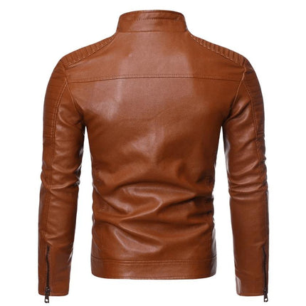 Campera vintage de cuero marrón para hombres, oferta 15% OFF por tiempo limitado, estilo clásico y premium.
