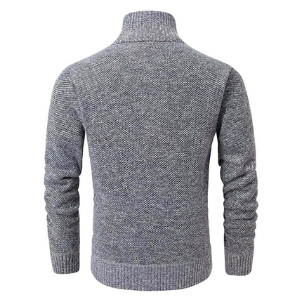 Cardigan gris clásico de lana para ejecutivos, diseño elegante ideal para otoño e invierno.