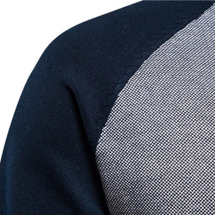 Cardigan Madrid de algodón, mezcla azul y gris para hombres, ideal para climas frescos y estilo casual elegante.