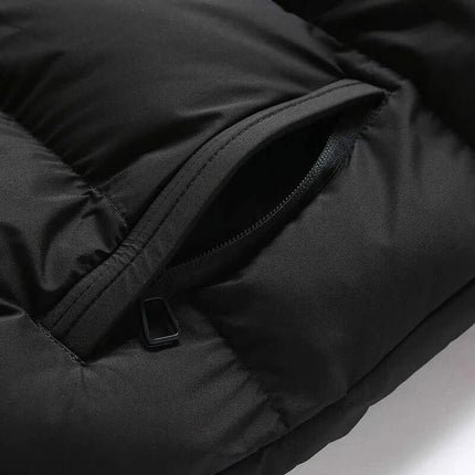 Chaleco ThermoShield negro para hombre, sin mangas, con bolsillo con cierre, capucha desmontable, ideal otoño e invierno.