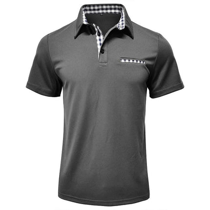 Chomba Hudson Gingham, tejido algodón peinado, detalles cuadro vichy, corte entallado, gris, para hombres elegantes.