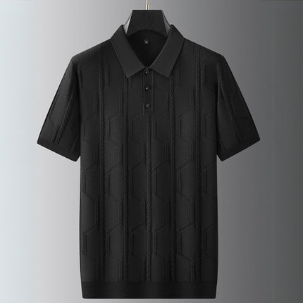 Chomba negra Saint Jacques para hombres, en tejido chevrón de algodón, estilo elegante y transpirable.