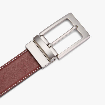 Cinto de cuero genuino marrón para hombres, diseño resistente con hebilla metálica elegante, Bison clásico.