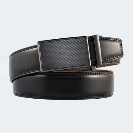 Cinto de cuero genuino negro para hombre, diseño elegante suizo, Swiss Elegance, sofisticación y estilo.