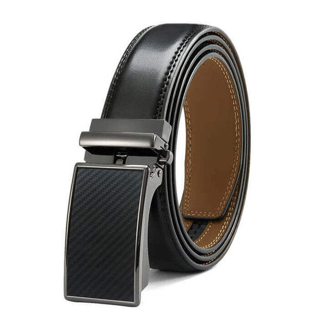 Cinto de cuero genuino negro Swiss Elegance para hombre, inspirado en la sobriedad suiza y la sofisticación clásica.