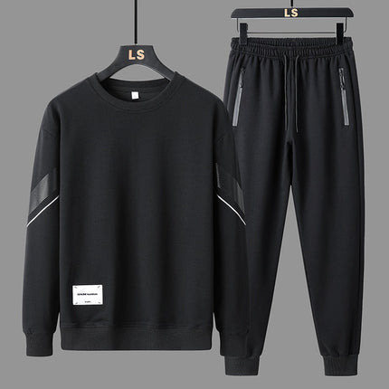 Conjunto Trucker negro para hombre, estilo urbano minimalista, buzo y jogger de tela suave, ideal para uso diario.
