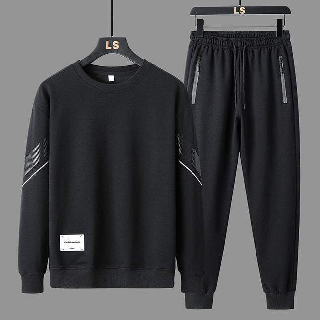 Conjunto Trucker negro para hombre, estilo urbano minimalista, buzo y jogger de tela suave, ideal para uso diario.