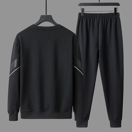 Conjunto Trucker para hombre, diseño minimalista, color negro, buzo sin capucha y pantalón jogger, estilo urbano