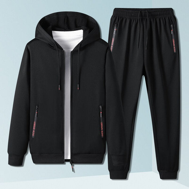 Conjunto Vland para Hombre en negro, buzo con capucha y jogger casual de algodón, ideal para uso diario y salidas informales.