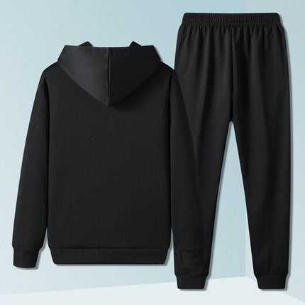Conjunto Vland hombre, buzo capucha y jogger negro, casual y cómodo, diseño moderno para uso diario.