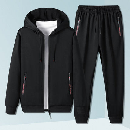 Conjunto Vland para hombre, buzo negro con capucha y jogger casual, ideal para uso diario, disponible en Argentina.