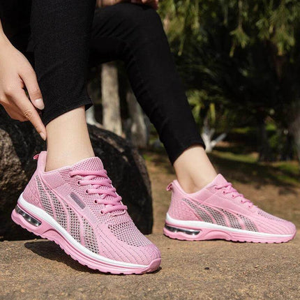 Zapatilla deportiva transpirable rosa para mujeres, diseño ergonómico, suela anti-impacto, ideal para uso diario.