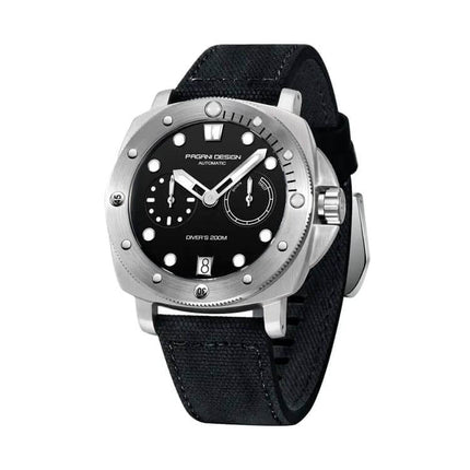 Reloj automático Pagani Elegance de acero inoxidable, esfera negra, para hombres, exclusivo y numerado, serie limitada.