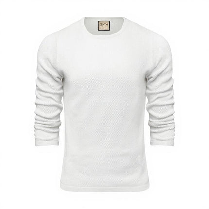 Suéter de cuello en C de merino blanco para hombre, diseño elegante y moderno, tejido cómodo y suave, ideal para otoño e invierno.