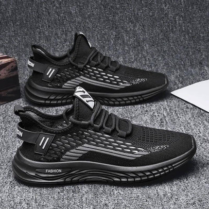 Zapatillas Urban Breeze negras de diseño moderno para hombres, con material transpirable y suela antiderrapante.