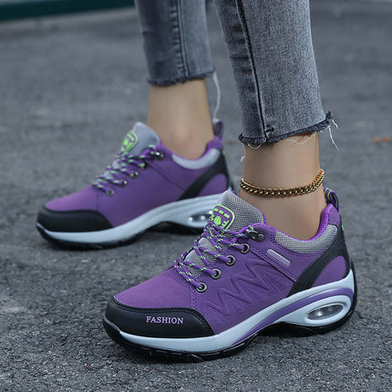 Zapatillas violeta ComfortWalk Outdoor para mujer, cuero transpirable, suela de PU con diseño a prueba de golpes, estilo moda.