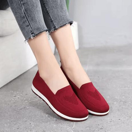 Zapatillas Isabella sin cordones para mujer, color rojo, diseño ergonómico y suela antiimpacto.