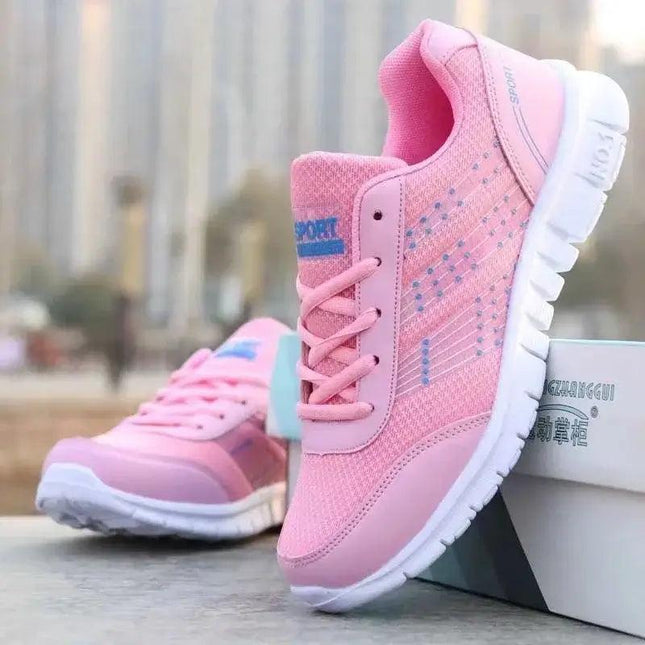 Zapatillas Mujer NeonStep rosadas, material respirable, suela flexible. Ideales para caminar con estilo y comodidad.