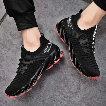 Zapatillas ShockAir Hombre negras y rojas, tejido transpirable, suela antideslizante, estilo deportivo, para hombres.
