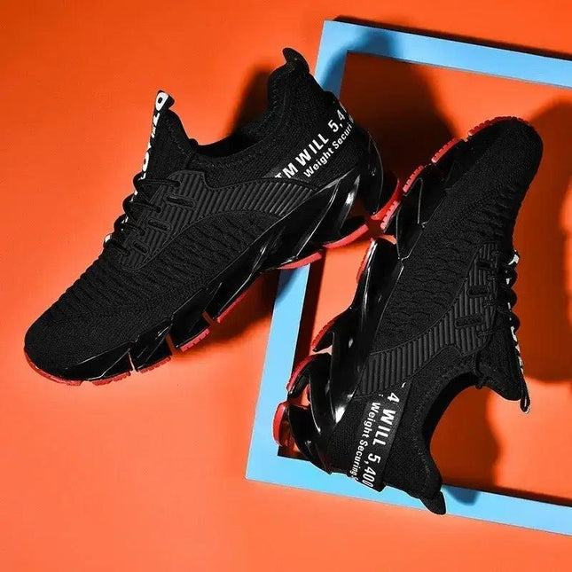 Zapatillas ShockAir Hombre negras con suela amortiguadora roja y negra, diseño moderno para confort diario.