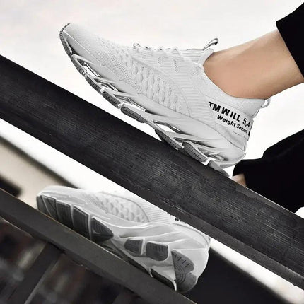 Zapatillas ShockAir blancas para hombres, comodidad diaria, amortiguación avanzada, estilo moderno, materiales ligeros.