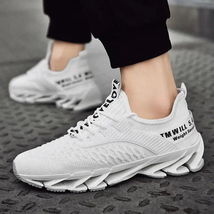Zapatillas blancas ShockAir para hombre, diseño moderno, tejido transpirable, ideales para confort diario y amortiguación.