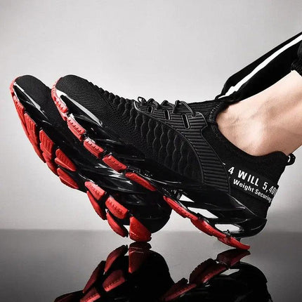 Zapatillas deportivas negras y rojas ShockAir para hombre, con amortiguación para confort diario.