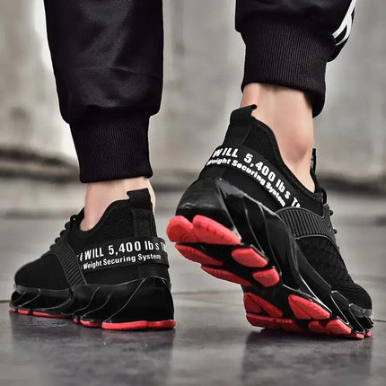 Zapatillas ShockAir Hombre negras y rojas, diseño moderno, suela antideslizante, para uso diario con amortiguación.