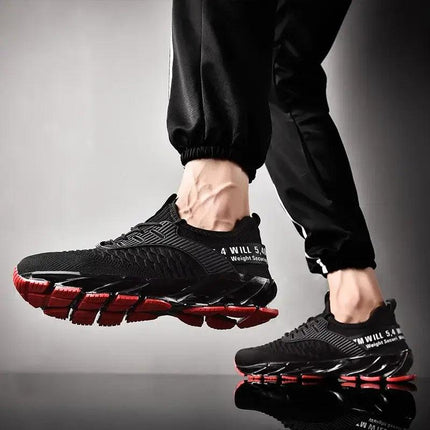 Zapatillas ShockAir Hombre negras y rojas, amortiguación avanzada, diseñadas para confort diario y estilo urbano.