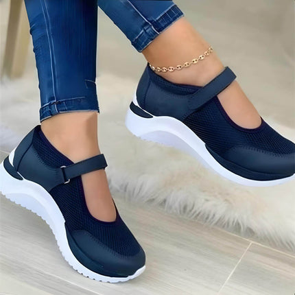 Zapatillas Zenithi Activa Plus negras para mujer, tejido respirable, suela antideslizante, cierre con tira superior.
